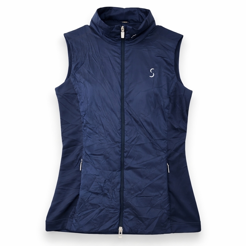 KJUS Vest Women M Navy Lightweight Stretch Full Zip Athletic Golf Casual